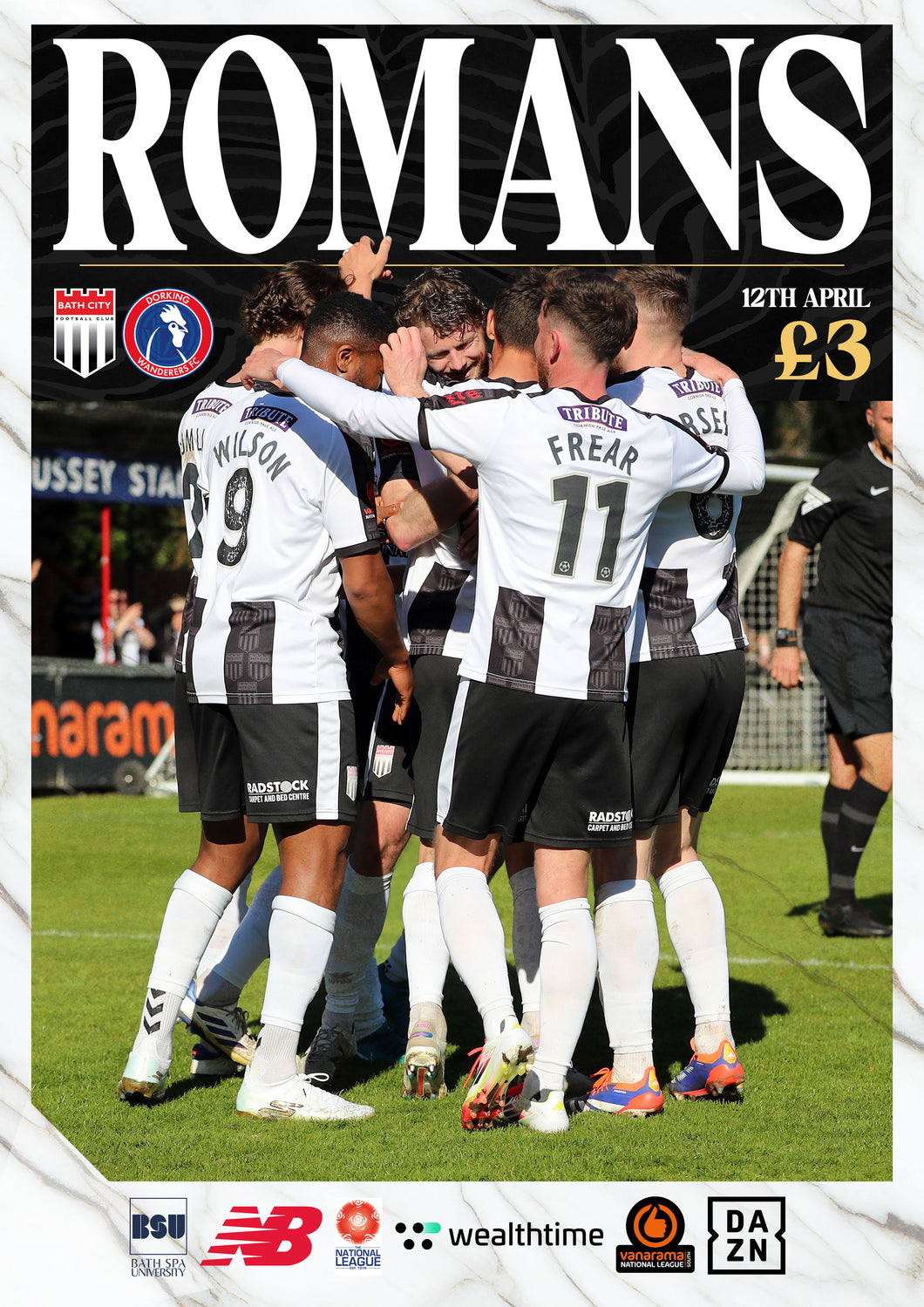 Matchday Programme v Dorking Wanderers - Saturday 12 April 2025