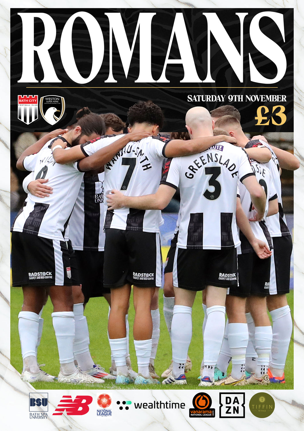 Matchday Programme v Weston-super-Mare - Saturday 9 November 2024