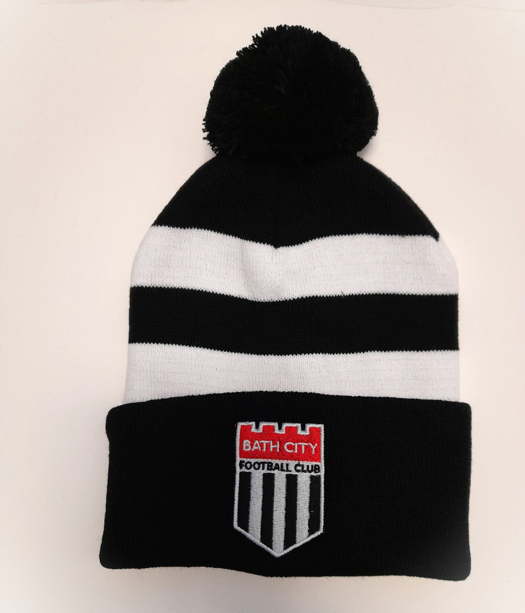 Bobble Hat - Black and White Striped