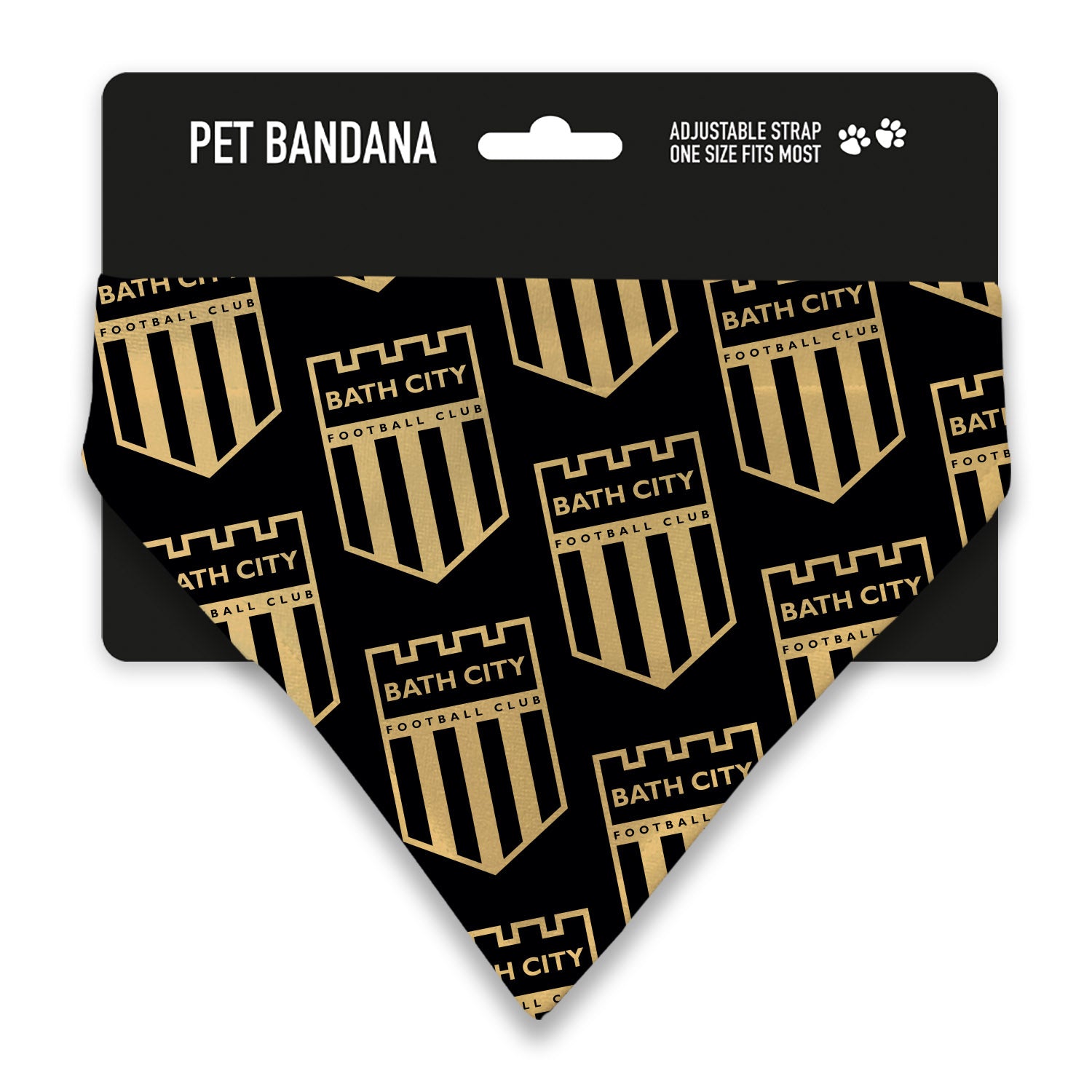 Bath City Black and Gold Repeat Crest Pet Bandana