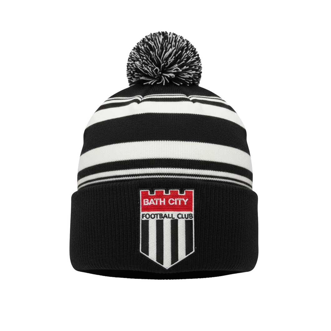 Bobble Hat - Black and White Striped